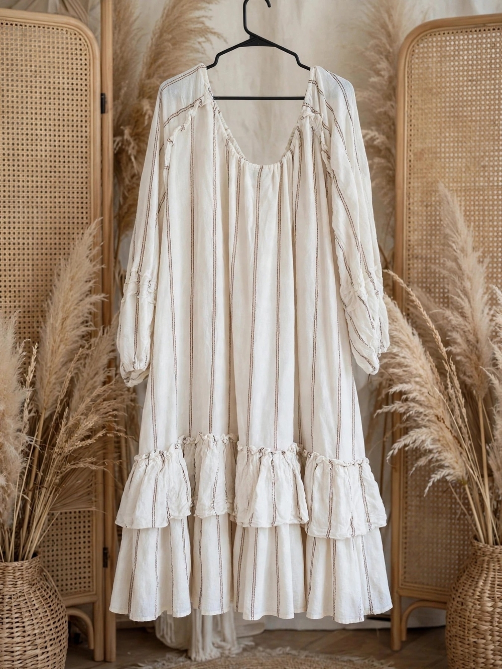 ASOS Cream Maxi Dress with Brown Stripe Detail